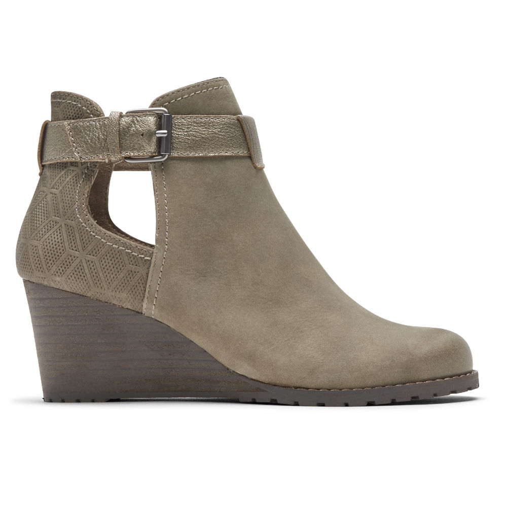 Rockport Womens Cobb Hill Lucinda Open - Booties Grey - NYB269381